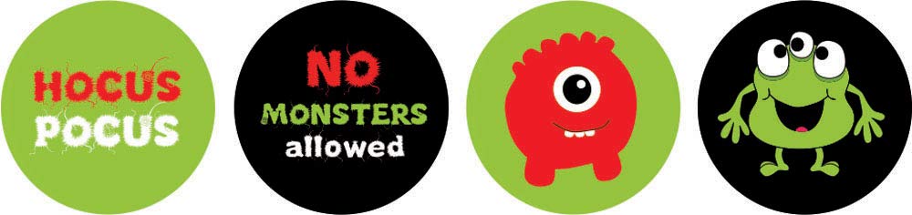 Darling Souvenir Black & Green 190 Pieces Halloween Favor Stickers - Mini Candy & Chocolate Wrapper Labels for Monster Mash Celebration, Spooky