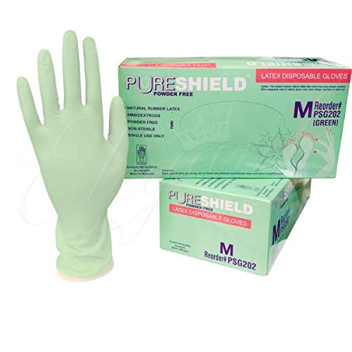 Pureshield PS202-1B Latex Disposable Gloves Powder, Medium, 100ct Box