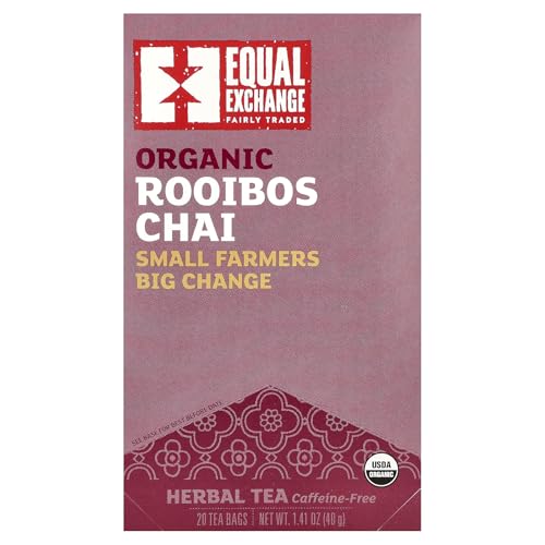 Equal Exchange Organic Rooibos Chai, Herbal Tea, Caffeine-Free, 20 Tea Bags, 1.41 oz (40 g)