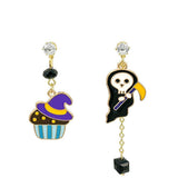 Color matching cartoon pumpkin ghost earrings 925 silver needle earrings (Style 1)
