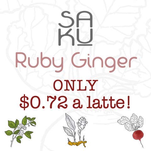 SAKU Tea, Ruby Ginger Beetroot Latte Blend, Super Food Latte, 3oz Bag