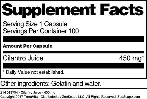 Cilantro Juice - 450 mg (100 Capsules, ZIN: 519754)