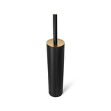 ACENTO Modern Slim Toilet Brush with Holder, Cylindrical Design, Soft Touch Finish (Soft Touch Black & Gold)