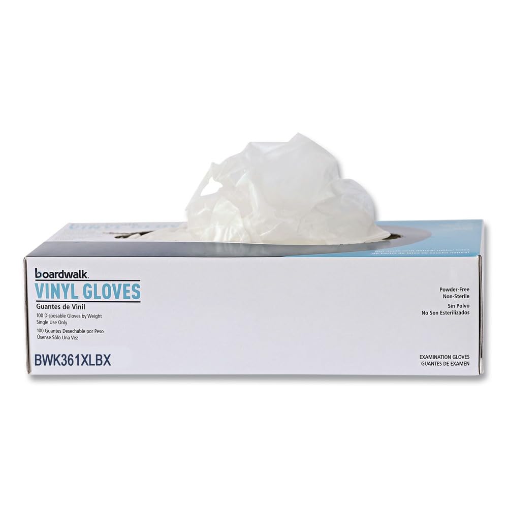 Boardwalk 361XLCT Exam Vinyl Gloves Clear X-Large 3 3/5 mil 1000/Carton