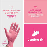 GUSTO [Case of 1000] Pink Nitrile Disposable Gloves, Small - Latex & Rubber Free, Powder-Free, Non-Sterile Gloves for Food Prep, Cleaning