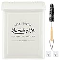 MONJITA Magnetic Lint Bin for Laundry Room, Metal Trash Can with Lid for Dryer, Farmhouse Lint Holder, Laundry Co Sign, Laundry Room Storage Decor
