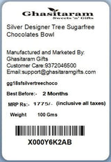Ghasitaram Gifts Suga Free Chocolate - Sugarfree Chocolates- Silver Designer Tree Sugarfree Chocolates Bowl