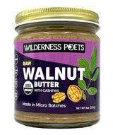 Wilderness Poets, Walnut Butter with Cashews - Organic & Raw (8 Ounce - Half Pound) - Glass Jar