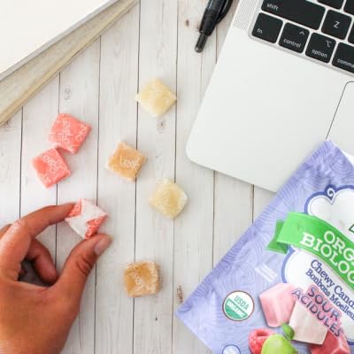 Lovely Candy Co. Organic Sour Chewy Candies 5oz Bag (3-pack) | Natural Raspberry, Apple & Cherry Flavors | Vegan, Gluten Free, Non-GMO, No Artificial