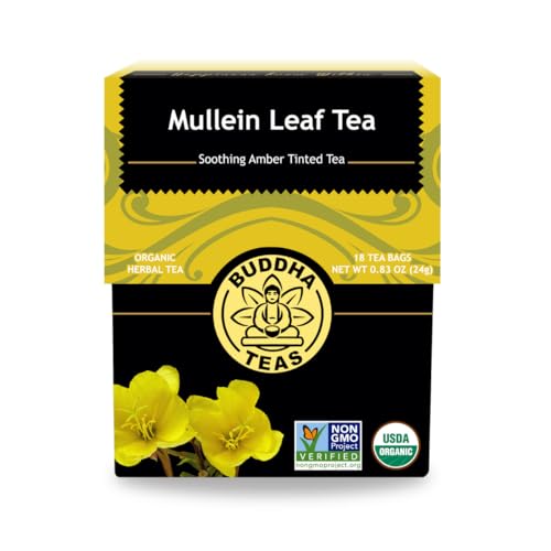 Buddha Teas - Mullein Leaf - Organic Herbal Tea - Single Ingredient - Warm Amber Hue - Mild, Earthy, Sweet Taste - Enjoy Hot or Cold - Caffeine Free