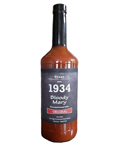 Texas Est. 1934 Bloody Mary Premium Mix | Natural ingredients Recipe | Fresh Vegetables Blend | Low Carb, Low Calories | Ready to Use | 32 OZ Bottle