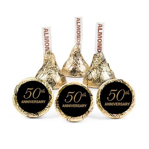 324ct Golden 50th Anniversary Stickers For Chocolate Kisses - Stickers Only
