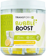 TransformHQ Bubble Boost Fizzy Energy Drink Mix (Lemon Lime Flavored) 21 Packets