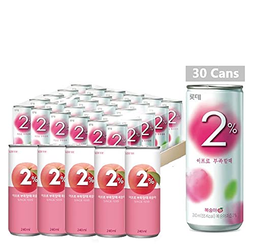 LOTTE 2% Soft Drink Peach/Plum Variety (240ml/Pack) (Peach, 30 Cans)