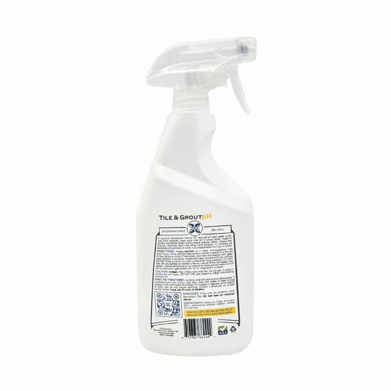 Tile & Grout pH - Eco-Friendly Acidic Tile & Grout Cleaner (pH 4) - Removes Hard Water, Soap Scum & Grime - No VOCs, Biodegradable, 25 fl oz