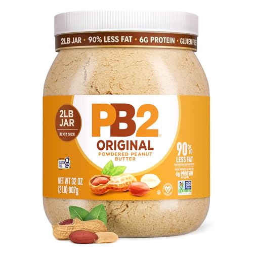 PB2 Original Powdered Peanut Butter - [32 Ounce Jar] 6g of Protein, 90% Less Fat, Certified Gluten Free, Only 60 Calories per Serving, Perfect