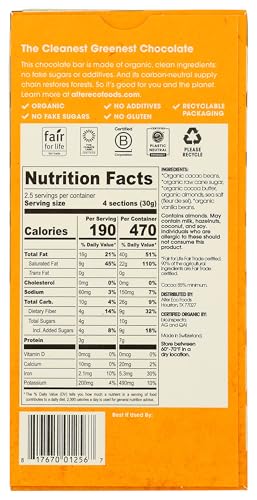 Alter Eco Organic Dark Chocolate Bar, Almond Blackout, 85% Cacao, 2.65 oz (75 g)