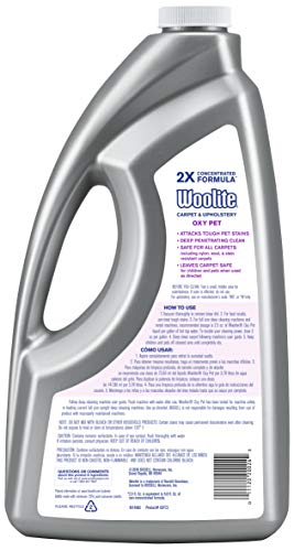 Woolite OXY PET Carpet & Upholstery Cleaning Solution, for use in leading upright carpet cleaners, 60oz, Removes tough pet messes