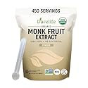 Durelife Organic 100% Pure Monk Fruit sweetener, No Erythritol, Monkfruit Extract Powder, USDA organic NON-GMO Project Verified, Keto Certified, OU kosher No Fillers Zero Calorie Sugar Substitute 5 OZ