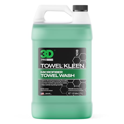 3D Towel Kleen Concentrated Microfiber Detergent - Deep Cleans, Restores & Maintains Car Wash Towel Life - Low Foam, No Residue Premium Laundry Soap 1