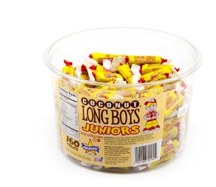Atkinson's Long Boys Junior Coconut Caramel Bite Size Candy 0.16oz 160ct Tub