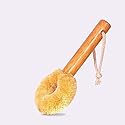 Coconut Fiber Dish Brush with Handle - Natural Dish Scrubber Brush for Kitchen Sink & Pots - Eco-Friendly Dish Cleaning Brush with Built-in Scraper