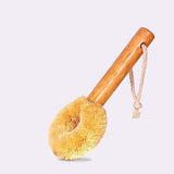 Coconut Fiber Dish Brush with Handle - Natural Dish Scrubber Brush for Kitchen Sink & Pots - Eco-Friendly Dish Cleaning Brush with Built-in Scraper