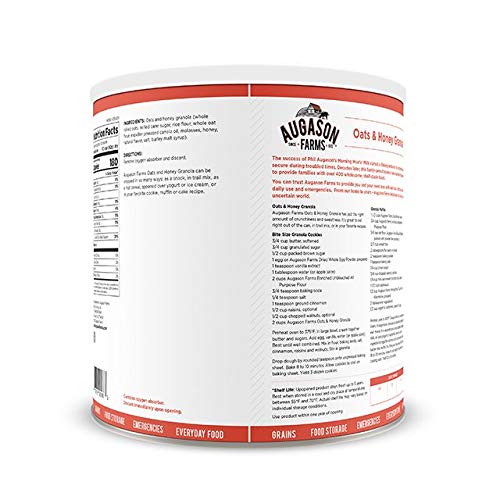 Augason Farms Oats & Honey Granola 35.27oz #10 Can, White/Orange