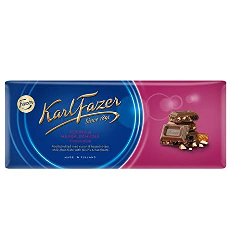 Fazer Karl Fazer Raisin & hazelnuts in milk Chocolate 10 bars of 200g