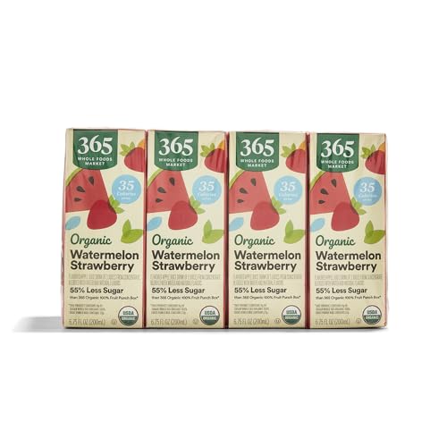 365 by Whole Foods Market, Organic Reduced Sugar Watermelon Strawberry Juice Box, 8 Pack, 6.75 Fl Oz