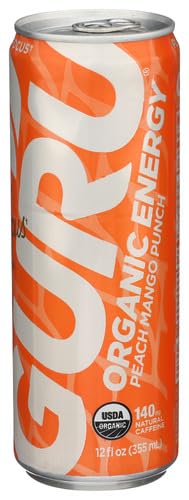 Guru, Organic Peach Mango Energy Drink, 12 Fl Oz