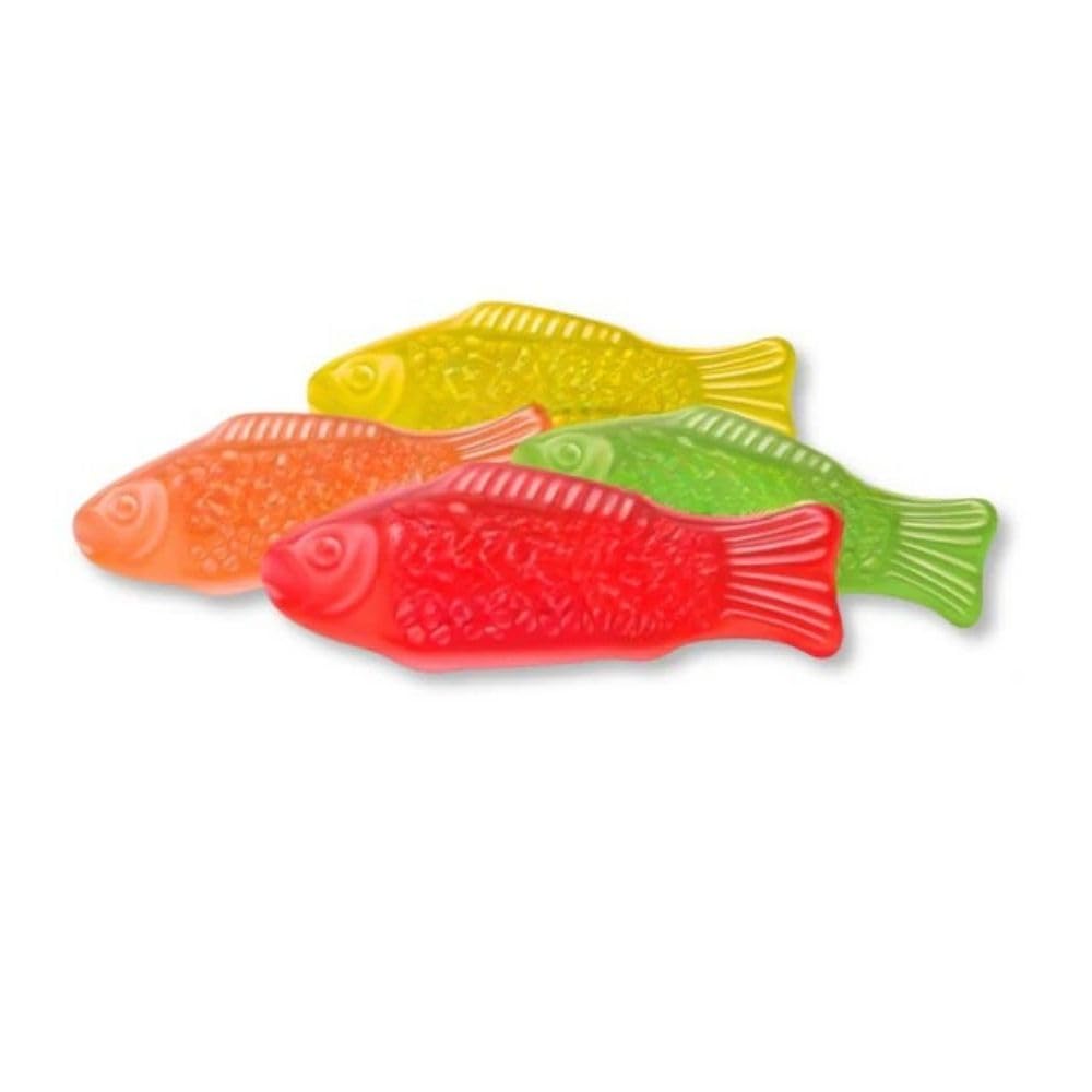 Assorted Chewy Fish Shaped Candy Soft Fruit Flavored Pieces Bulk Bag - 5 lb (Approx. 300 pieces)