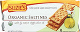Suzie's, Organic Saltines Crackers, Salted w/ Extra Virgin Olive Oil, Healthy Gourmet Baked Snack Goodies for Adults & Children - 3 Pack, 8.8oz Each