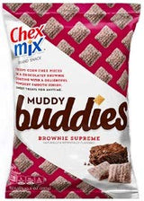 Chex Mix Muddy Buddies, Peanut Butter & Chocolate, Brownie Supreme, and Cookies & Cream, One 4.25oz Bag of Each Flavor with Make Your Day Bag Clip