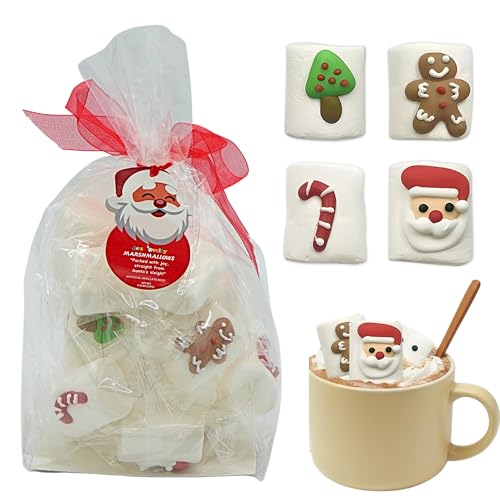 4E's Novelty Christmas Decorated Marshmallow Large Individually Wrapped 16 Pcs - Large Christmas Marshmallows for Hot Chocolate Toppers, Marshmallow