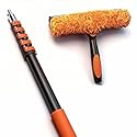 30FT High Window Cleaning Kit, 5-24 FT Telescoping Extension Pole with Dual Action Flip-Lock & Screw Fixing Design, 2-in-1 Window Squeegee
