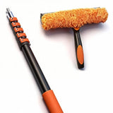 30FT High Window Cleaning Kit, 5-24 FT Telescoping Extension Pole with Dual Action Flip-Lock & Screw Fixing Design, 2-in-1 Window Squeegee