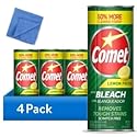 Comet Cleaner Lemon Fresh with Bleach Powder 21 oz, 4-Pack - Scratch-Free Multi-Surface Cleaner for Bathroom, Sink, Kitchen, Tile, Grout + Yahmi