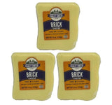 Brick Cheese 3-Pack - Traditional Wisconsin Brick Cheese, Mild & Creamy Semi-Soft Cheese, Classic Midwest Specialty