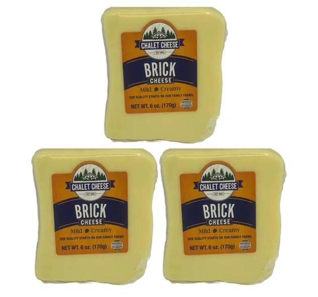 Brick Cheese 3-Pack - Traditional Wisconsin Brick Cheese, Mild & Creamy Semi-Soft Cheese, Classic Midwest Specialty
