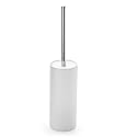 Viosuniu Matt White Ceramic Toilet Brush and Holder Set, Durable Bristles Non Scratch Toilet, Long Stainless Steel Handle, Freestanding Toilet Bowl