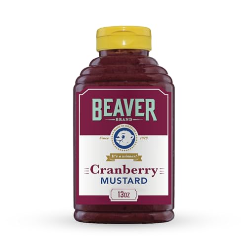 Beaver Brand Cranberry Mustard 13oz, Sweet & Tangy Mustard with Cranberries and Honey