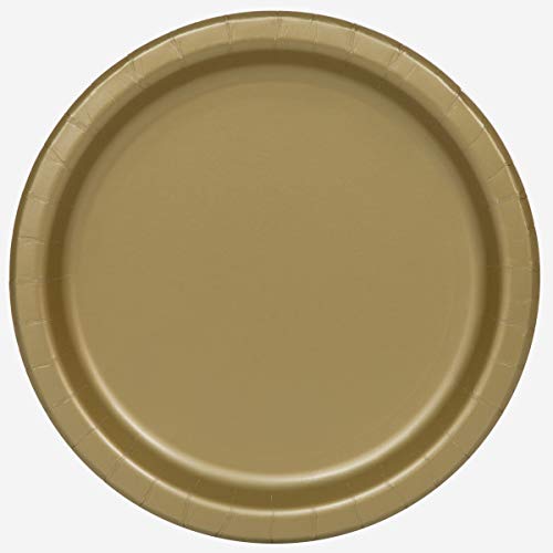 Unique Gold Round Paper Dessert Plates - 7" (8 Ct) - Eco-Friendly & Disposable Tableware - Perfect for Celebrations, Weddings & Gatherings
