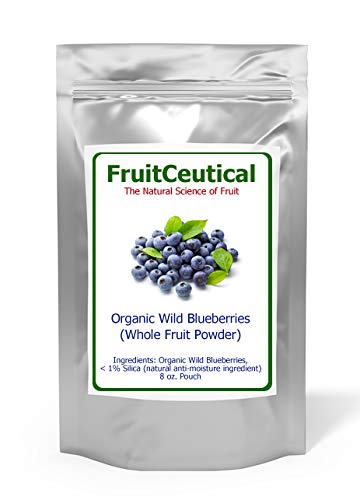 FruitCeuticals Organic Blueberry Powder Made with 100% Whole Fruit Wild Blueberries - 8oz Pouch (90 Day Supply)