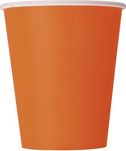 Plain Pumpkin Orange Disposable Paper Cups - 9oz, 14 Count - Ideal for Parties, Picnics, & All Occasions