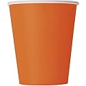 Plain Pumpkin Orange Disposable Paper Cups - 9oz, 14 Count - Ideal for Parties, Picnics, & All Occasions