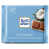 Ritter Sport Milk Chocolate with Coconut Filling 100g/3.52oz (Pack of 8)