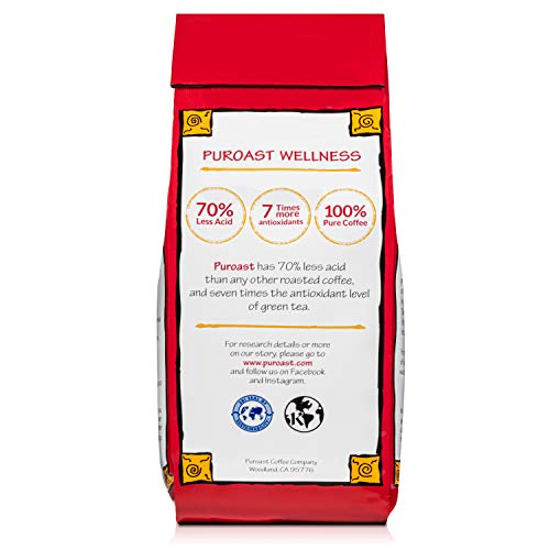 Puroast Low Acid Coffee Whole Bean | Vanilla Caramel Kahlua Whole Bean | Medium Roast | High Antioxidants & High pH |No Bitter Aftertaste | Reduced