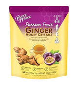 Prince of Peace Instant Ginger Honey Crystal with Passion Fruit 18g x 60 (bag) - Instant Hot or Cold Beverage that Soothes Throat - Easy to Brew