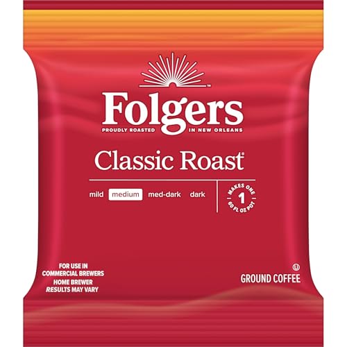 Folgers Classic Roast Medium Roast Ground Coffee, 42-1.5 Ounce Fraction Packets, frac Packs